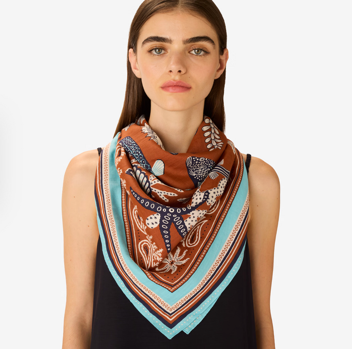 Neptune cotton and silk square scarf
