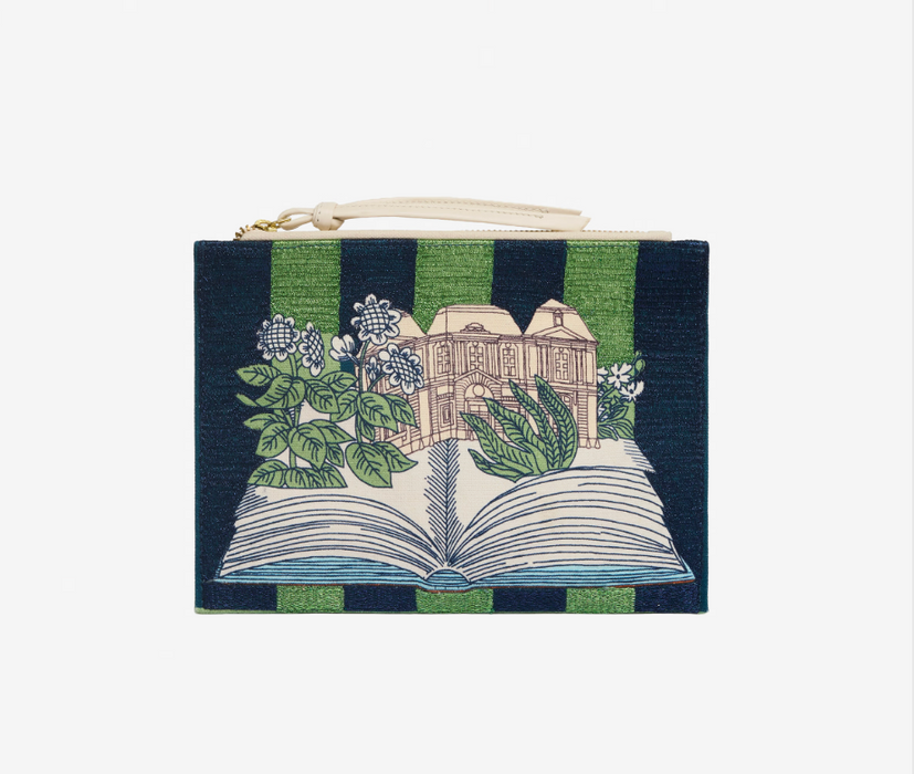 Embroidered clutch