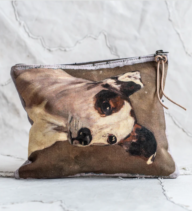 Canvas zip clutch