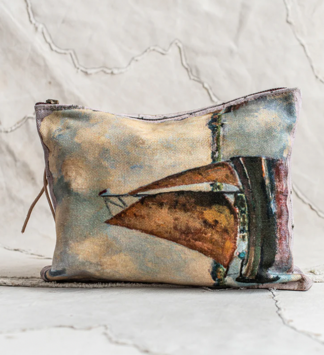 Canvas zip clutch