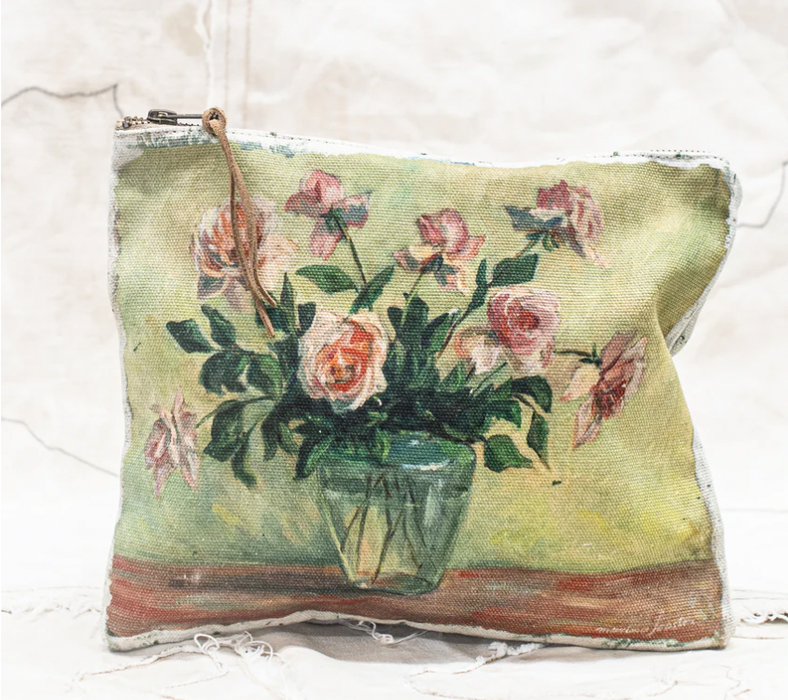 Canvas zip clutch
