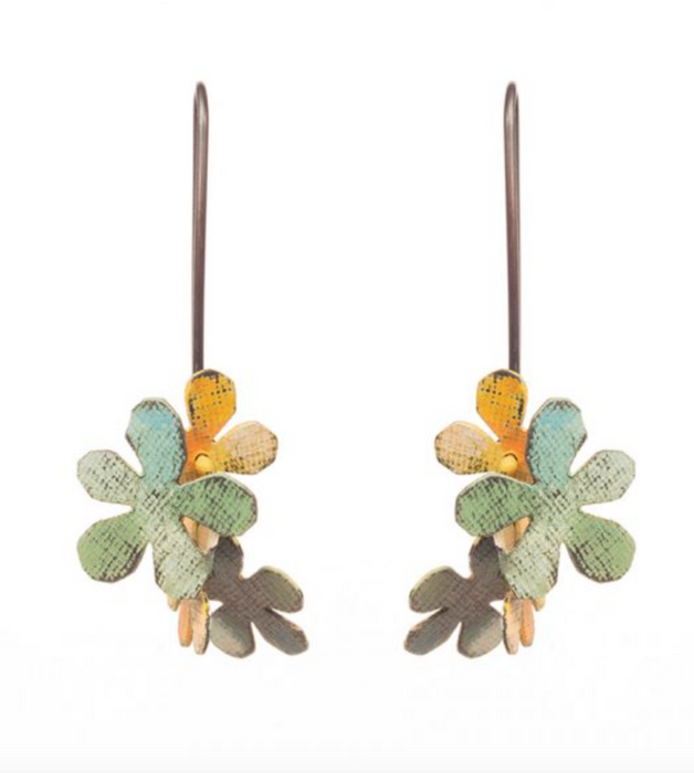Jasmine drop earrings in orange and green