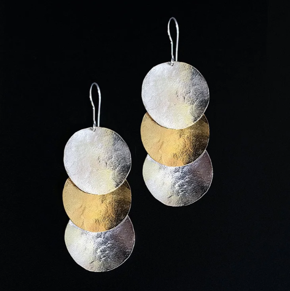 Turama silver & silver and gold drop earrings