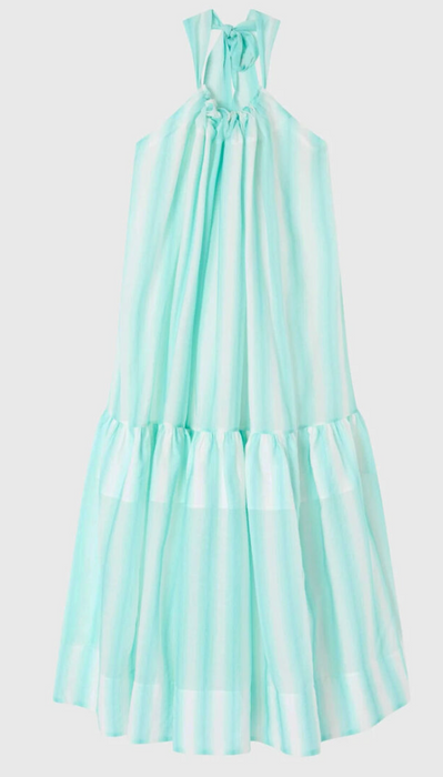 Noni halter dress in mint and white