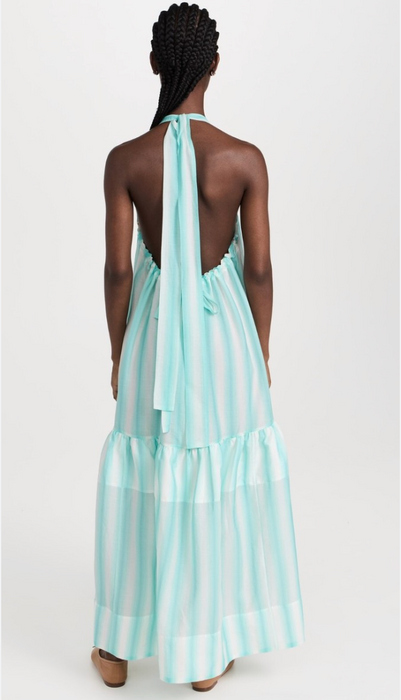 Noni halter dress in mint and white