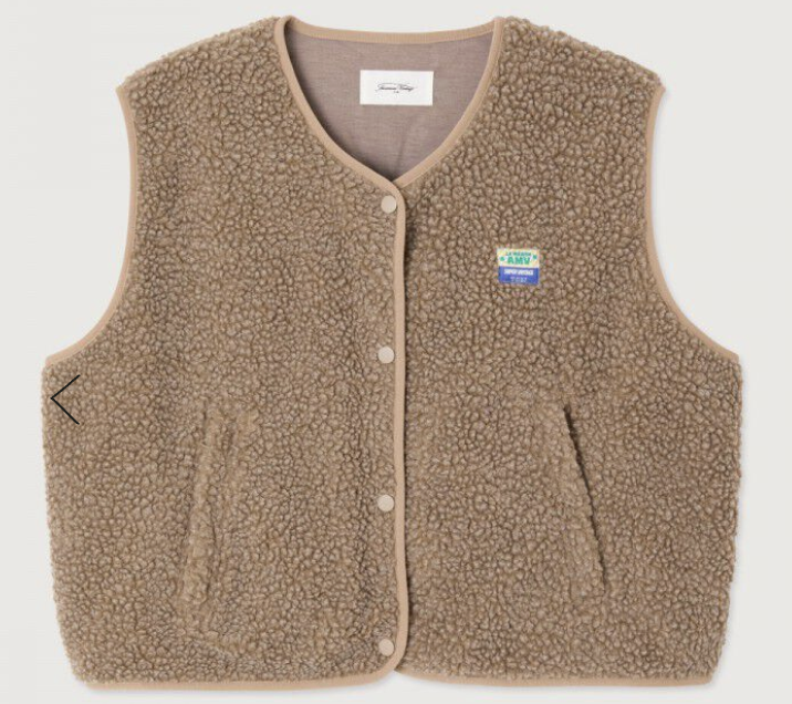 Fleece boucle vest - earth tones