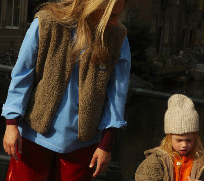 Fleece boucle vest - earth tones