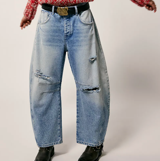 Lucky You barrel jean in ripped pale denim