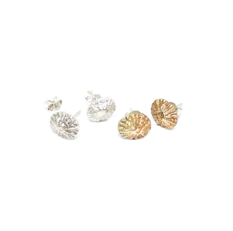 Silver shell or flower studs