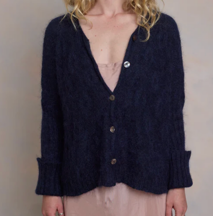 Mohair & merino diamond cardigan