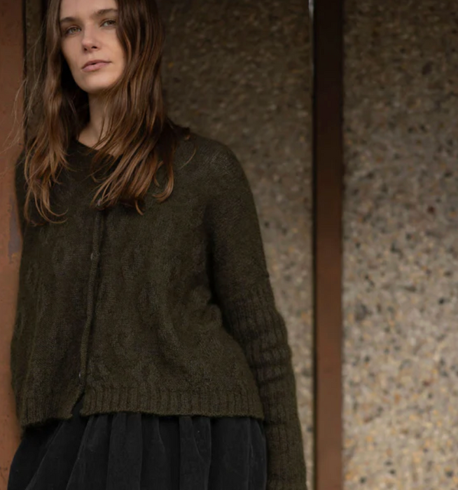 Mohair & merino diamond cardigan