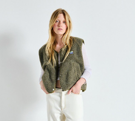 Fleece boucle vest - earth tones