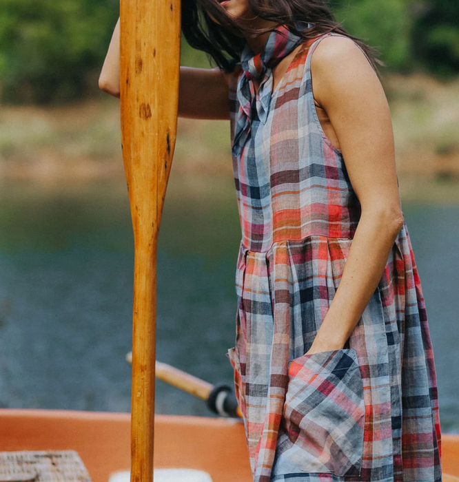 Sartene check pinafore dress