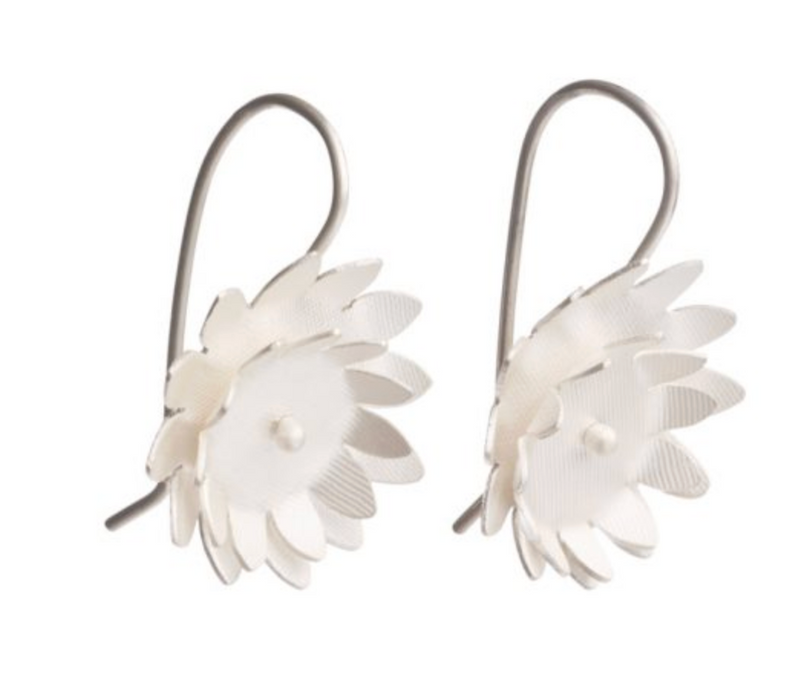 Day silver sunflower hook earrings