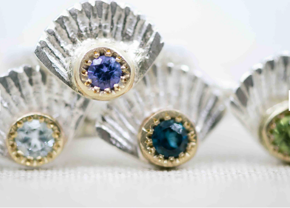 Bay of fires ring with gold & blue topaz