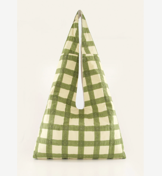 Green check knot pouch