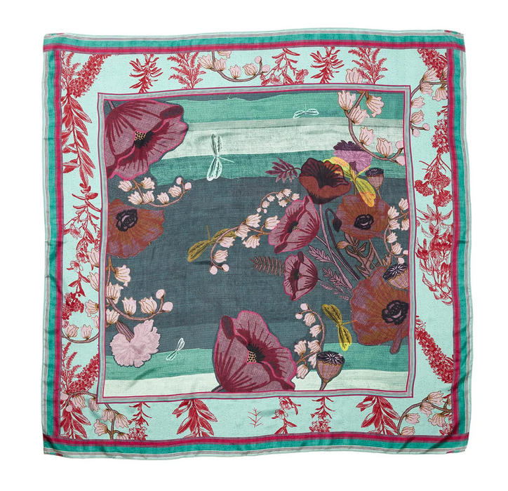 Silk square scarves in multi print