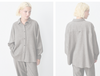 Model wearing the American Vintage brushed cotton shirt in grey, front and back views