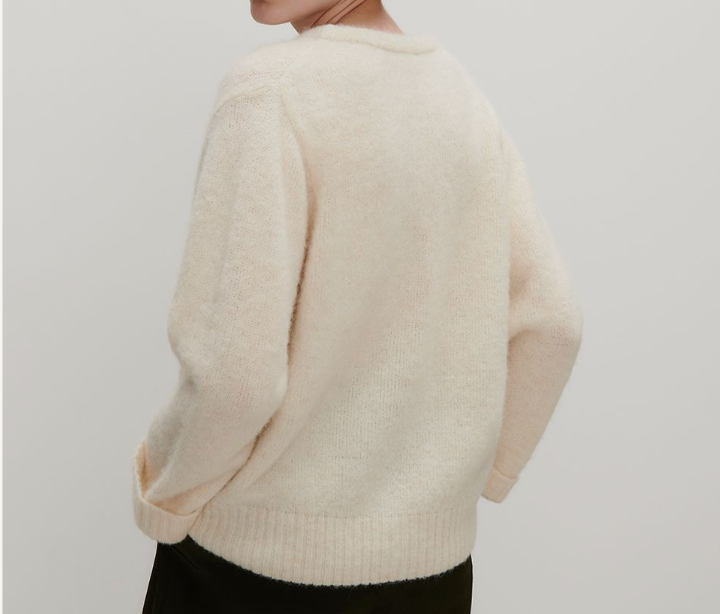 Back view of the American Vintage knit cardigan in mother of pearl cream