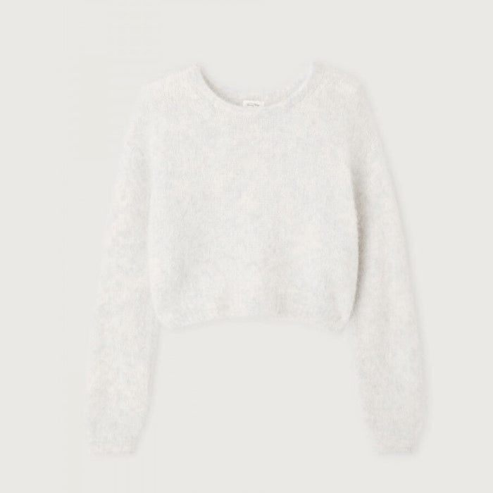 American Vintage Nib fluffy knit jumper in polar white, flat lay