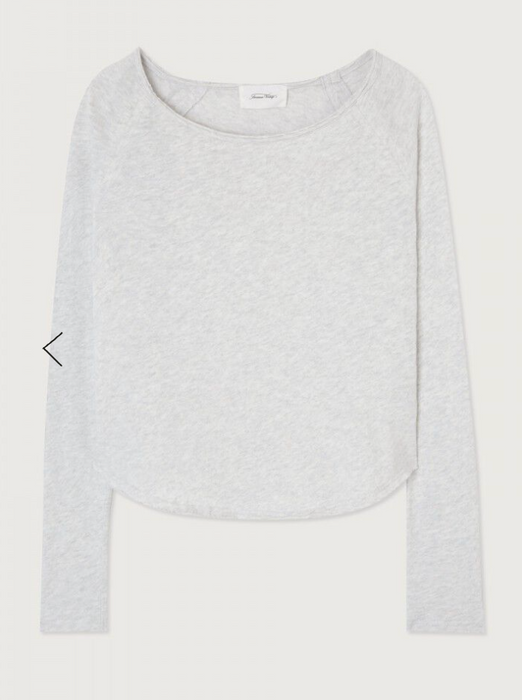 American Vintage Sonoma boat neck long sleeve tee in arctic grey, flat lay