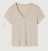 American Vintage Sonoma V neck short sleeve tee in mastic bone, flat lay