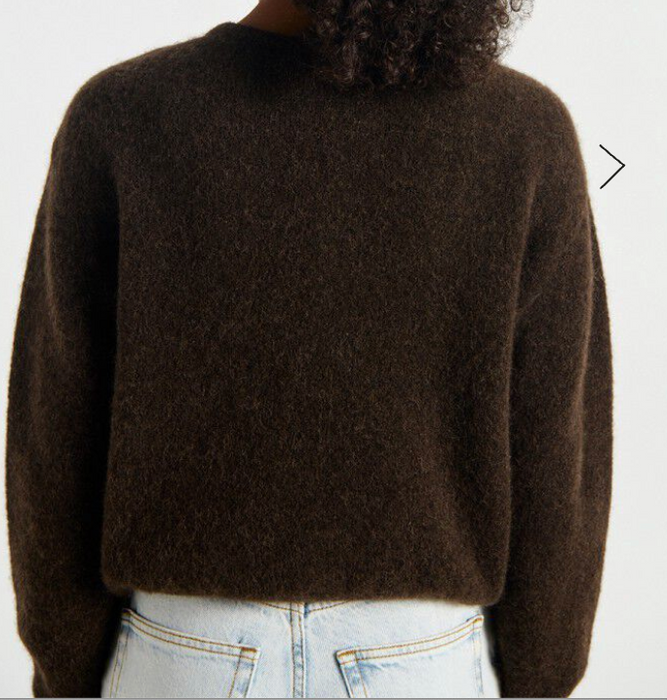 Back view of the American Vintage Vito cardigan in coffee brown