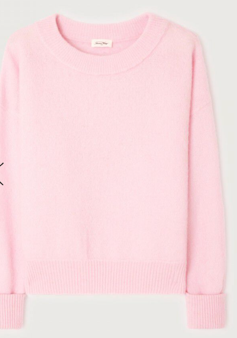 American Vintage Vitow alpaca crew knit in sugared almond pale pink, flat lay