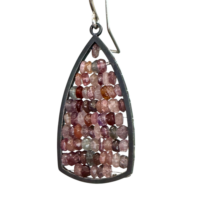 Anna Davern Reef earrings with pink spinel beads, alternate view