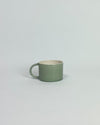 Anne Black Candy Cup Wide in jade green glaze, hand-thrown porcelain wide coffee mug