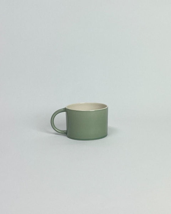 Anne Black Candy Cup Wide in jade green glaze, hand-thrown porcelain wide coffee mug