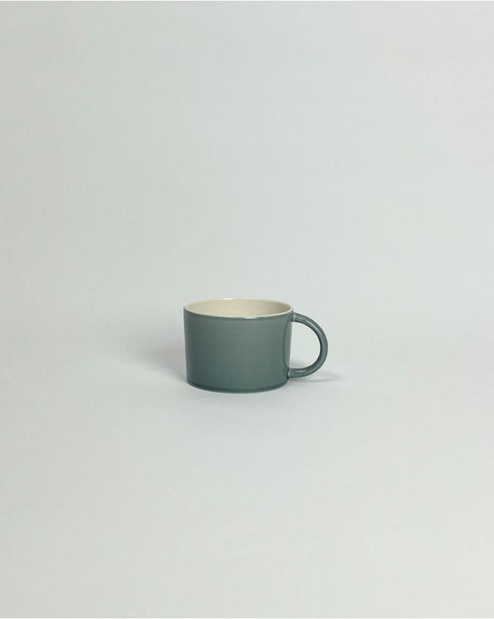 Anne Black Candy Cup Wide in petrol blue-grey glaze, hand-thrown porcelain wide coffee mug