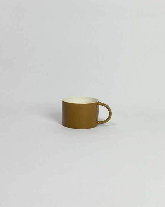 Anne Black Candy Cup Wide in tawny brown glaze, hand-thrown porcelain wide coffee mug