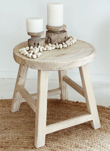 Barefoot gypsy Ramu elm side table, alternate view