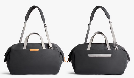 Bellroy Classic Weekender bag in slate, front and back view
