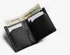 Inside the Bellroy Note Sleeve leather wallet in black, with notes and cards