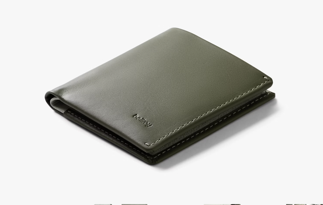 Bellroy Note Sleeve leather wallet in willow, closed front view