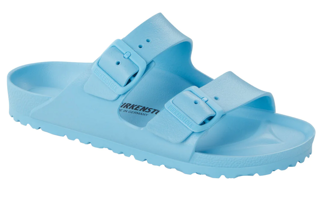 Birkenstock Arizona EVA slide in sky blue, side view