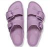 Birkenstock Arizona EVA stealth buckle slide in lilac, top view of the pair