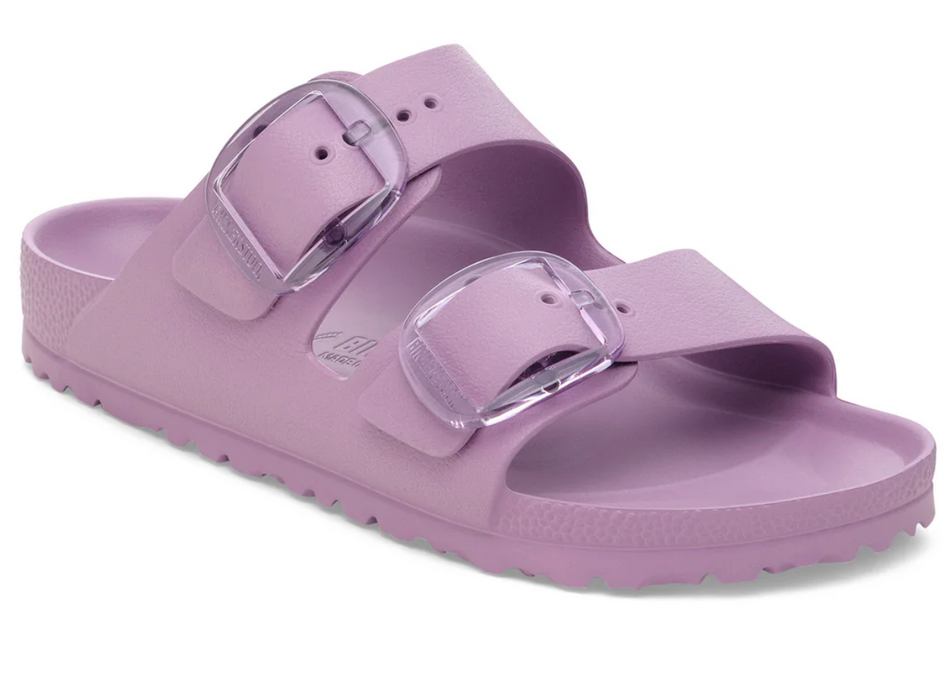Birkenstock Arizona EVA stealth buckle slide in lilac, side view