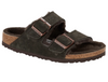 Birkenstock Arizona shearling sandal in mocha suede with dark shearling lining