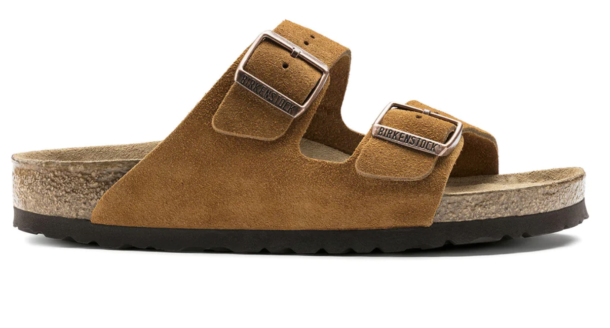 Birkenstock Arizona soft footbed sandal in mink suede, outer side view