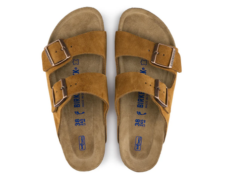 Birkenstock Arizona soft footbed sandal in mink suede, top view of the pair