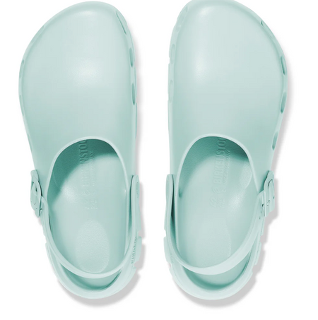 Birkenstock Birki Flow EVA clog in surf green, top view of the pair