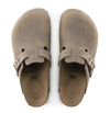 Birkenstock Boston clog in taupe leather, top view of the pair
