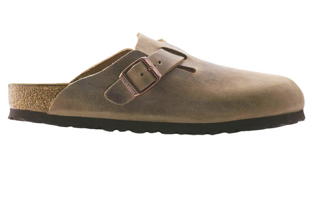 Birkenstock Boston clog in taupe leather, side view
