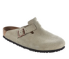 Birkenstock Boston soft footbed clog in taupe suede, side view