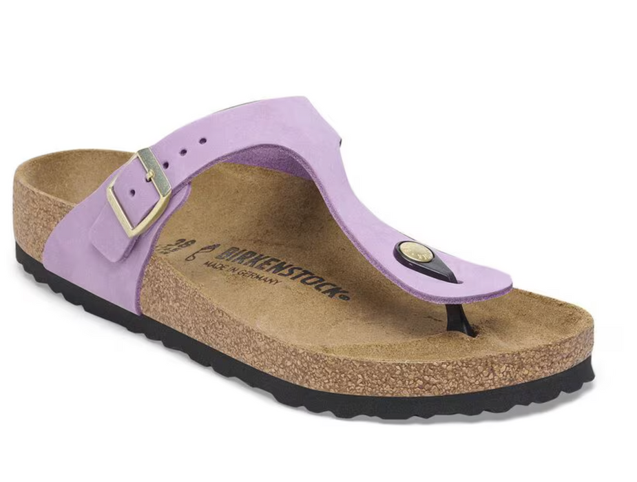 Birkenstock Gizeh thong sandal in crocus mauve, side view