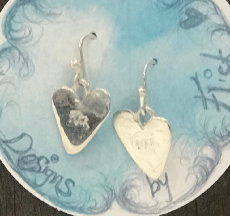 Silver heart hook earrings