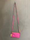 Chook Leaf zip pouch festival bag in fuschia and tan